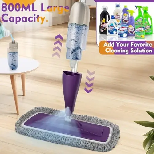 Spray Mop for Floor Cleaning with Washable Reusable Pads - Microfiber Wet Dry Mop with 800 ml Refillable Bottle,Dust Mops with Sprayer for Hardwood Laminate Vinyl Tile - 3