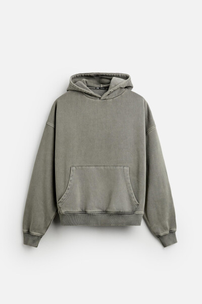 Yıkanmış, dar kesim sweatshirt - Koyu gri - 6