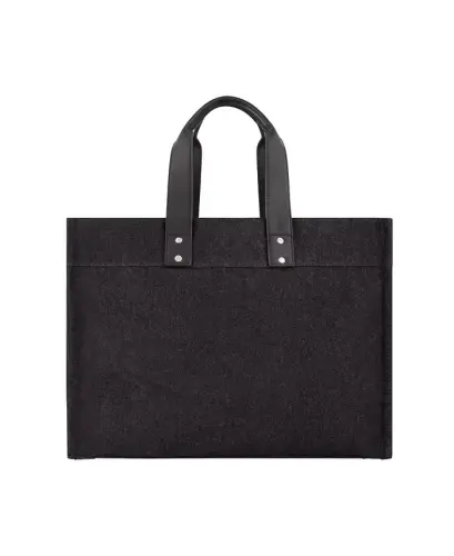 Washed Black Denim Extra Large Tote Bag - Black - 3