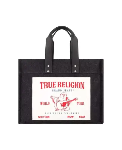 Washed Black Denim Extra Large Tote Bag-Black - 1