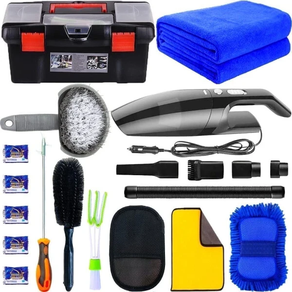 YILAIRIOU Car Cleaning Kit,Car Wash Kit,High Power Car Vacuum Car Interior Detailing Kit, with Microfiber Towels, Tire Brush, Wash Mitt,Sponge,Duster Brush Car Cleaning Tool - 1