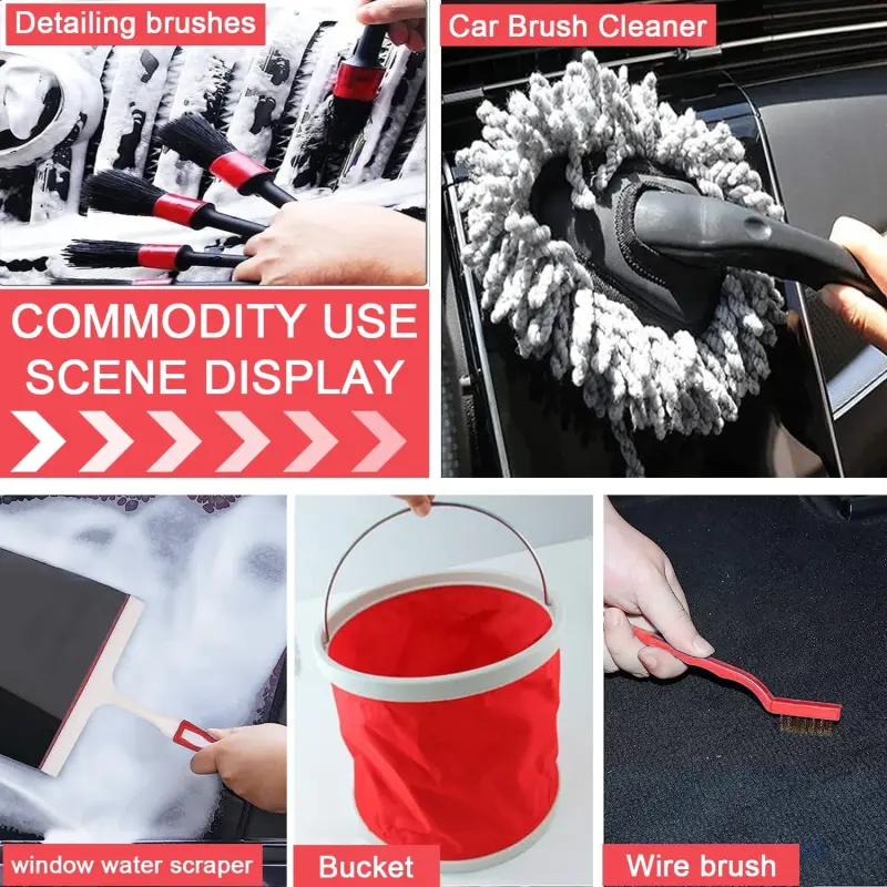 Car Wash Kit - Car Cleaning Kit,Car Wash Kit with Foam Gun, Microfiber Sponge and Towels,Tire Brush, Collapsible Bucket,Car Wash Foam Gun - 7