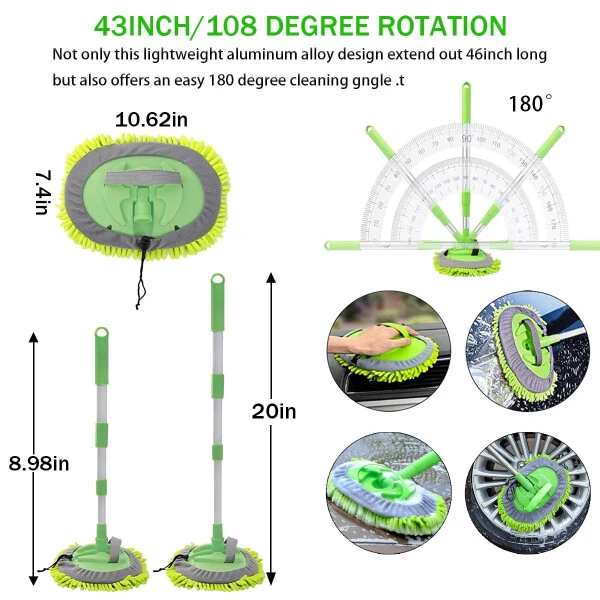 YILAIRIOU Car Wash Kit - Avtomobil interyerini tozalash toʻplami, Avtomobil tozalash toʻplami, Mikrofiberli avtomobil yuvish choʻtkasi, Mikrofiberli sochiqlar - 3