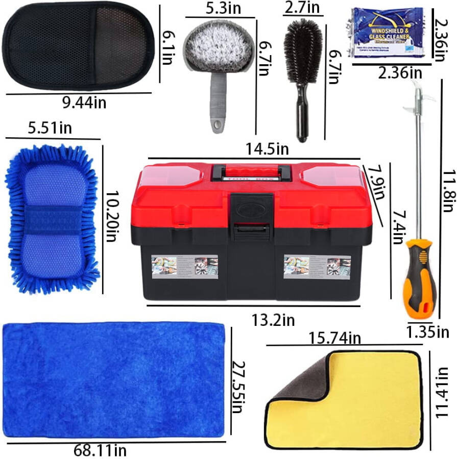 YILAIRIOU Car Wash Kit- Car Interior Detailing Kit, Car Cleaning Kit, Microfiber Car Wash Brush, Microfiber Towels - 5