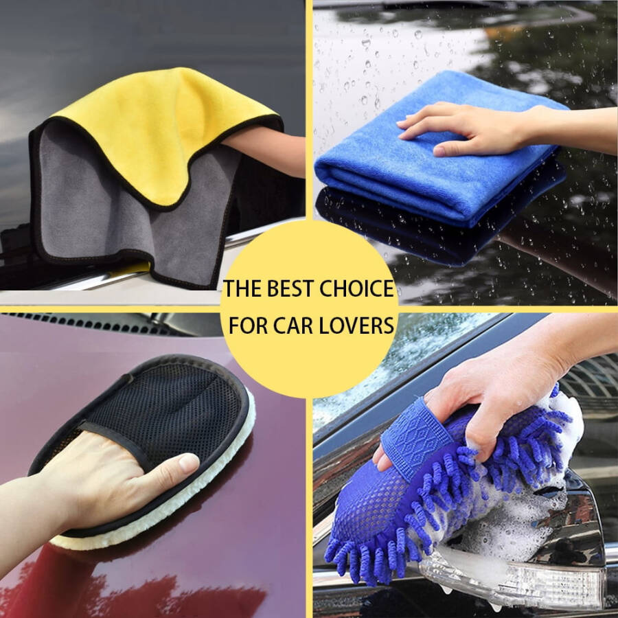 YILAIRIOU Car Wash Kit- Car Interior Detailing Kit, Car Cleaning Kit, Microfiber Car Wash Brush, Microfiber Towels - 6