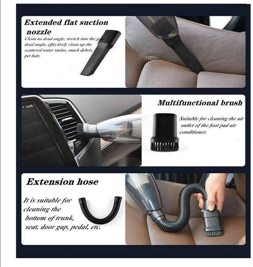 YILAIRIOU Набор для чистки автомобиля, Мощный автомобильный пылесос, Набор для уборки салона автомобиля, с микрофибровыми полотенцами, щеткой для шин, варежкой для мойки, губкой, щеткой-пыльником - 7