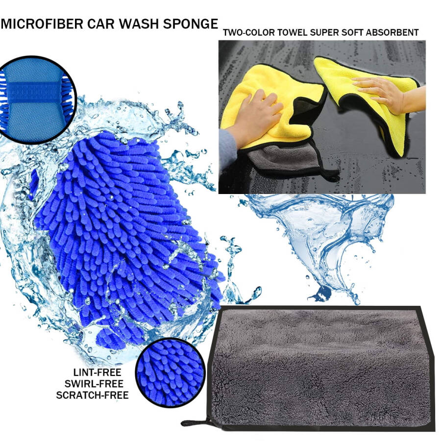 YILAIRIOU Car Wash Kit- Car Interior Detailing Kit, Car Cleaning Kit, Microfiber Car Wash Brush, Microfiber Towels - 4