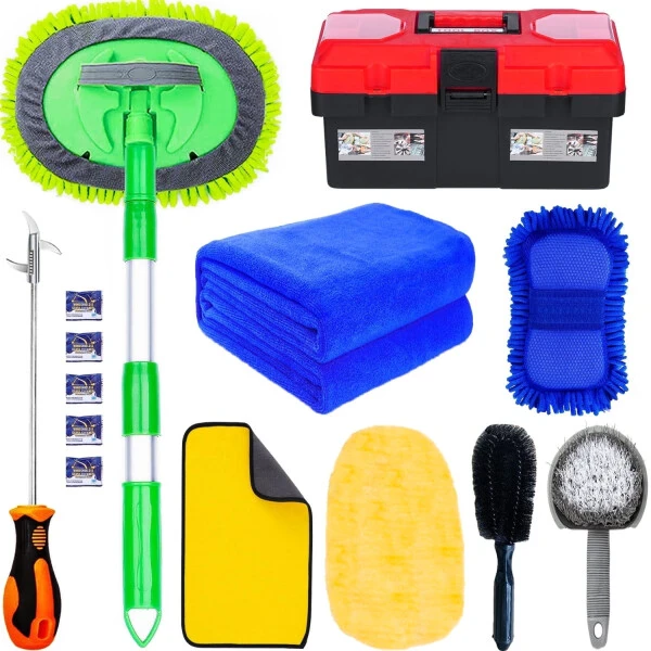 YILAIRIOU Car Wash Kit- Car Interior Detailing Kit, Car Cleaning Kit, Microfiber Car Wash Brush, Microfiber Towels - 7