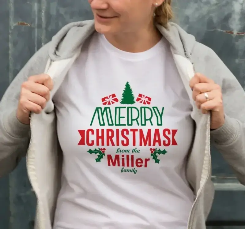 Yılbaşı Merry Christmas Miller Baskılı Oversize Bisiklet Yaka T-shirt - Beyaz - 1