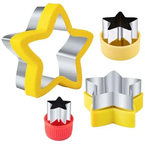 Star Cookie Cutters 4 Pcs, Kimfead Sandwich Cutter for Kids Lunch, Vegetable Fruit Cutters Shapes, Stainless Steel Biscuit Cutters for Children Boys Girls - 1