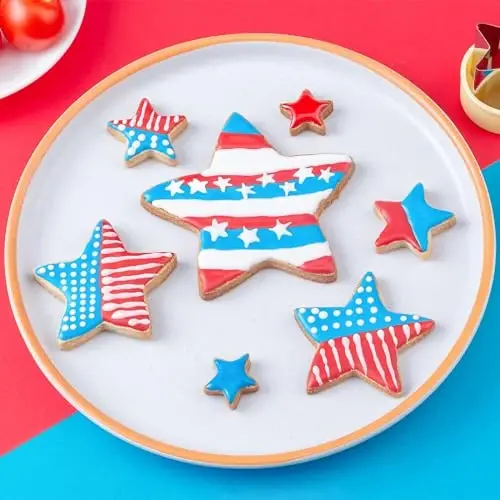 Star Cookie Cutters 4 Pcs, Kimfead Sandwich Cutter for Kids Lunch, Vegetable Fruit Cutters Shapes, Stainless Steel Biscuit Cutters for Children Boys Girls - 4