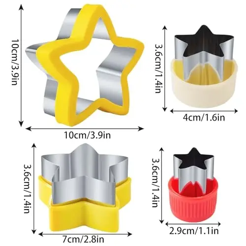 Star Cookie Cutters 4 Pcs, Kimfead Sandwich Cutter for Kids Lunch, Vegetable Fruit Cutters Shapes, Stainless Steel Biscuit Cutters for Children Boys Girls - 5