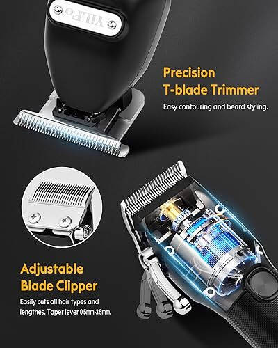 YiLFo Hair Clippers for Men Professional- Beard Hair Trimmer, Cordless Barber Clippers Kit, LED Display Hair Cutting Kit, T Liners Edgers Clippers and Trimmers Grooming Set, Shaving Kit for Mens Gift - 4