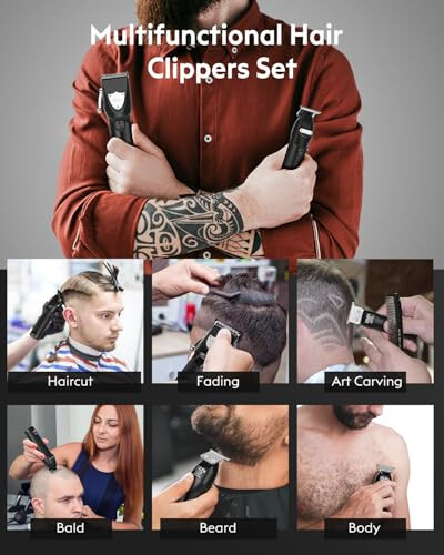 YiLFo Hair Clippers for Men Professional- Beard Hair Trimmer, Cordless Barber Clippers Kit, LED Display Hair Cutting Kit, T Liners Edgers Clippers and Trimmers Grooming Set, Shaving Kit for Mens Gift - 6