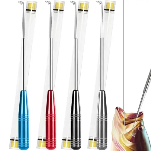 Fish Hook Remover Tool, Fishing Hook Quick Removal Descending Device, Fishing Gear Security Equipment Kits for Adult, Hook Extractor Accessories Detacher Tools with 4PCS Storage Tube - 5
