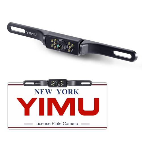 YIMU Car Backup Camera, License Plate Camera with 7 LED Lights Rear Camera, HD Night Vision Rear View Camera,Wide View Angle, IP69K Waterproof Reverse Vehicle Camera for Cars,SUV,Trucks,RV, Pickup - 2