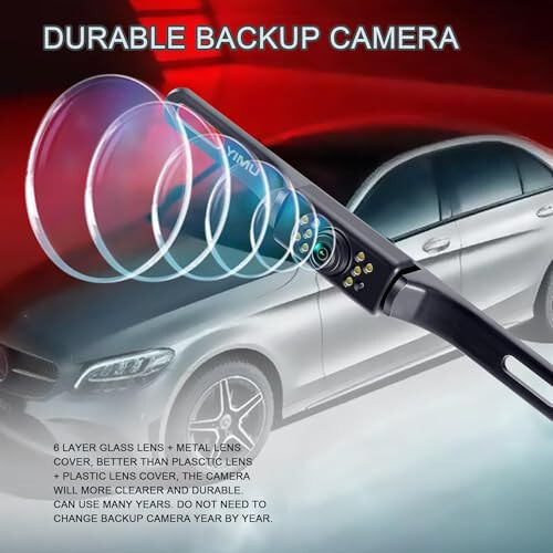 YIMU Car Backup Camera, License Plate Camera with 7 LED Lights Rear Camera, HD Night Vision Rear View Camera,Wide View Angle, IP69K Waterproof Reverse Vehicle Camera for Cars,SUV,Trucks,RV, Pickup - 3