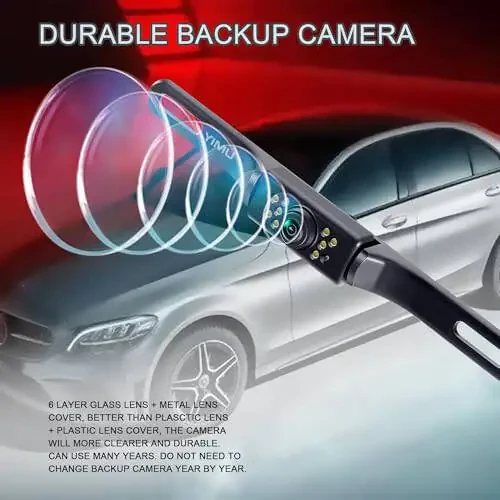 YIMU Car Backup Camera, License Plate Camera with 7 LED Lights Rear Camera, HD Night Vision Rear View Camera,Wide View Angle, IP69K Waterproof Reverse Vehicle Camera for Cars,SUV,Trucks,RV, Pickup - 3