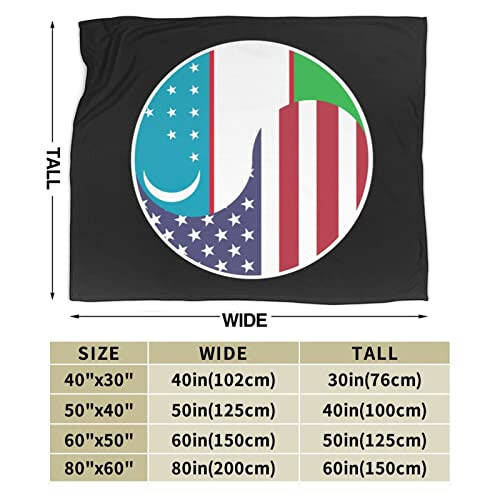 Yin Yang Flag Combination of America and Uzbekistan Throw Blanket for Couch 40