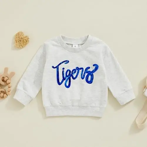 YINGISFITM Toddler Baby Girl Boy Sweatshirt Long Sleeve Shirt Crewneck Pullover Sweater Fall Winter Clothes Outfit - 2