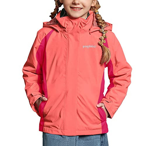 YINGJIELIDE Girl's Waterproof Ski Jacket,Kids Outdoor Snowboarding windproof Jacket,Fleece Lined Hooded,Warm Winter Snow Coat - 1