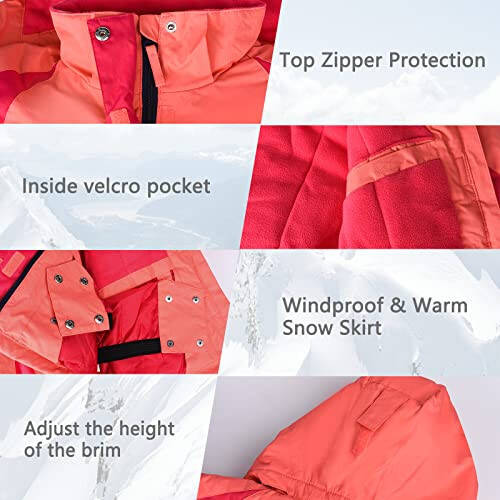 YINGJIELIDE Girl's Waterproof Ski Jacket,Kids Outdoor Snowboarding windproof Jacket,Fleece Lined Hooded,Warm Winter Snow Coat - 4