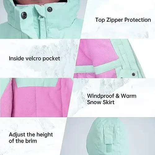 YINGJIELIDE Girl's Waterproof Ski Jacket,Kids Outdoor Snowboarding windproof Jacket,Fleece Lined Hooded,Warm Winter Snow Coat - 4