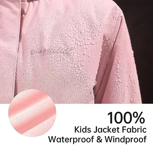 YINGJIELIDE Girl's Waterproof Ski Jacket,Kids Outdoor Snowboarding windproof Jacket,Fleece Lined Hooded,Warm Winter Snow Coat - 5