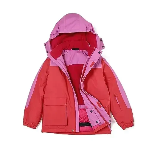 YINGJIELIDE Girl's Waterproof Ski Jacket,Kids Outdoor Snowboarding windproof Jacket,Fleece Lined Hooded,Warm Winter Snow Coat - 1
