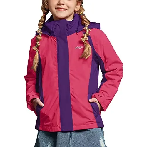 YINGJIELIDE Girl's Waterproof Ski Jacket,Kids Outdoor Snowboarding windproof Jacket,Fleece Lined Hooded,Warm Winter Snow Coat - 2