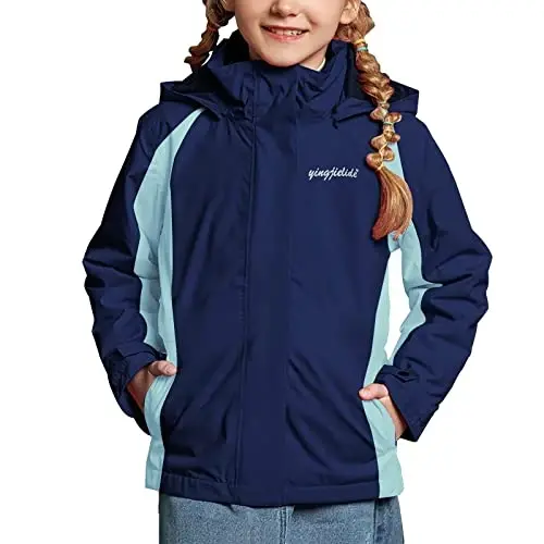 YINGJIELIDE Girl's Waterproof Ski Jacket,Kids Outdoor Snowboarding windproof Jacket,Fleece Lined Hooded,Warm Winter Snow Coat - 2