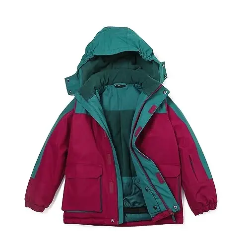 YINGJIELIDE Girl's Waterproof Ski Jacket,Kids Outdoor Snowboarding windproof Jacket,Fleece Lined Hooded,Warm Winter Snow Coat - 1