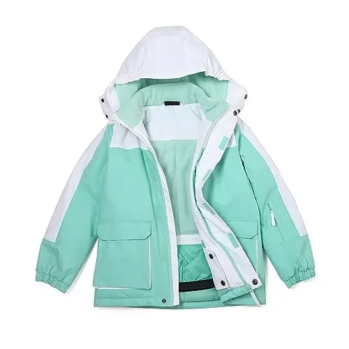 YINGJIELIDE Girl's Waterproof Ski Jacket,Kids Outdoor Snowboarding windproof Jacket,Fleece Lined Hooded,Warm Winter Snow Coat - 1