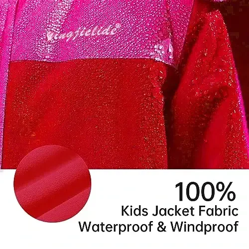 YINGJIELIDE Girl's Waterproof Ski Jacket,Kids Outdoor Snowboarding windproof Jacket,Fleece Lined Hooded,Warm Winter Snow Coat - 5