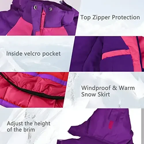 YINGJIELIDE Girl's Waterproof Ski Jacket,Kids Outdoor Snowboarding windproof Jacket,Fleece Lined Hooded,Warm Winter Snow Coat - 5