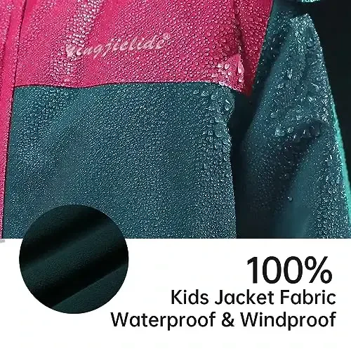 YINGJIELIDE Girl's Waterproof Ski Jacket,Kids Outdoor Snowboarding windproof Jacket,Fleece Lined Hooded,Warm Winter Snow Coat - 5