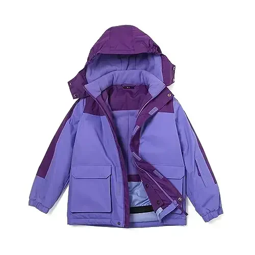 YINGJIELIDE Girl's Waterproof Ski Jacket,Kids Outdoor Snowboarding windproof Jacket,Fleece Lined Hooded,Warm Winter Snow Coat - 1