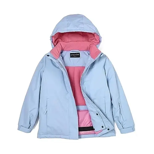 YINGJIELIDE Girl's Waterproof Ski Jacket,Kids Outdoor Snowboarding windproof Jacket,Fleece Lined Hooded,Warm Winter Snow Coat - 1