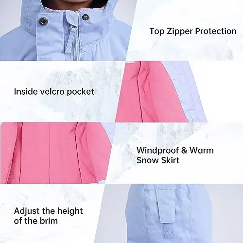 YINGJIELIDE Girl's Waterproof Ski Jacket,Kids Outdoor Snowboarding windproof Jacket,Fleece Lined Hooded,Warm Winter Snow Coat - 4