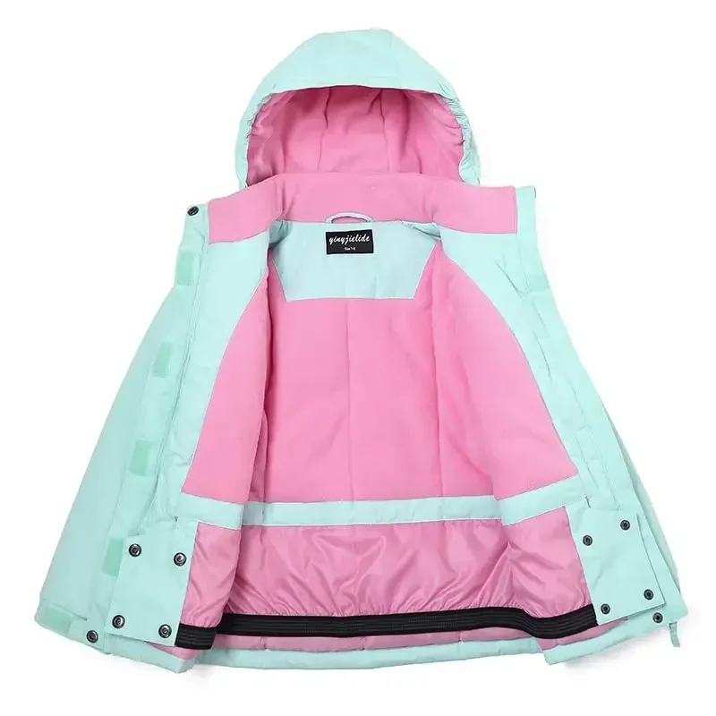 YINGJIELIDE Girl's Waterproof Ski Jacket,Kids Outdoor Snowboarding windproof Jacket,Fleece Lined Hooded,Warm Winter Snow Coat - 6