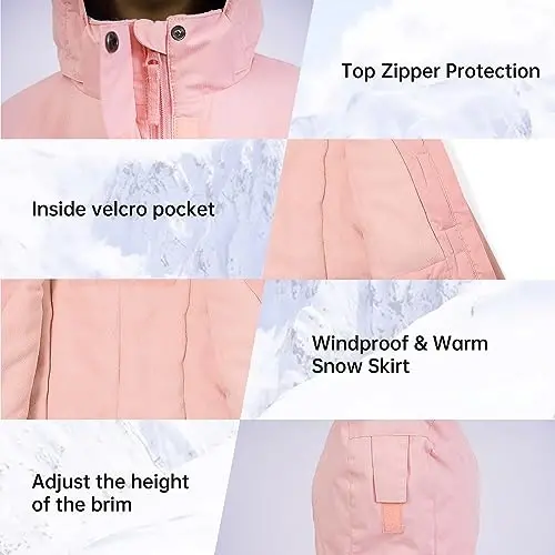 YINGJIELIDE Girl's Waterproof Ski Jacket,Kids Outdoor Snowboarding windproof Jacket,Fleece Lined Hooded,Warm Winter Snow Coat - 4