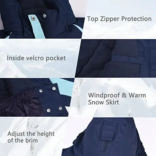 YINGJIELIDE Girl's Waterproof Ski Jacket,Kids Outdoor Snowboarding windproof Jacket,Fleece Lined Hooded,Warm Winter Snow Coat - 5