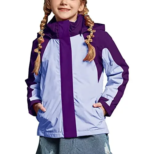 YINGJIELIDE Girl's Waterproof Ski Jacket,Kids Outdoor Snowboarding windproof Jacket,Fleece Lined Hooded,Warm Winter Snow Coat - 2