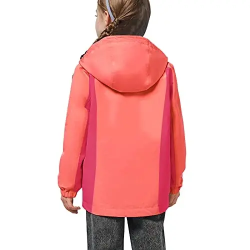 YINGJIELIDE qizlar uchun suv o'tkazmaydigan chang'i ko'ylagi, bolalar uchun ochiq havoda snoubordga chidamli shamol o'tkazmaydigan ko'ylagi, jun qoplamasi bilan jihozlangan kapüşon, iliq qishki qor paltosi - 1