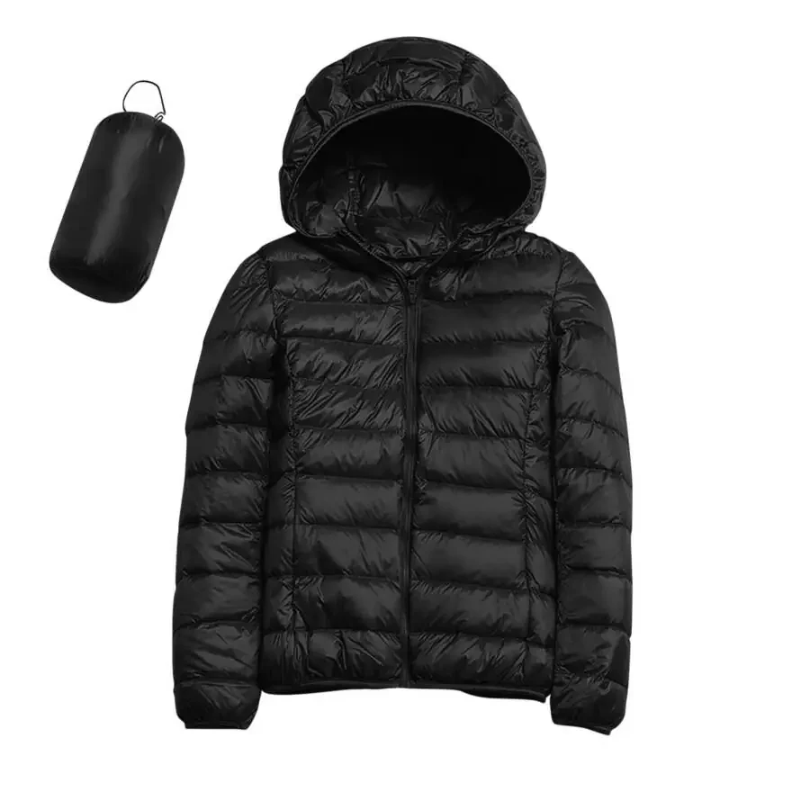 yinguo women's packable down jacket lightweight puffer jacket hooded winter coat black l- - 1