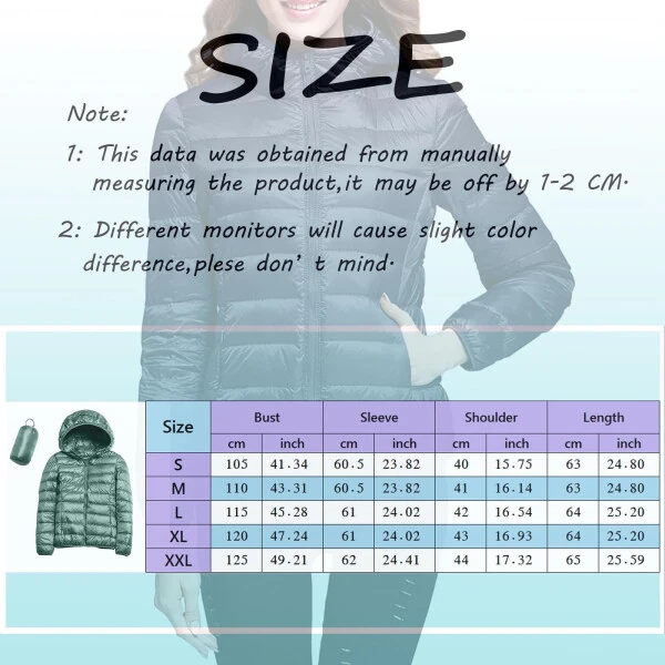 Yinguo women's packable down jacket lightweight puffer jacket hooded winter coat black L - YINGUO (1)