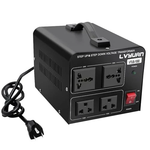 Yinleader 1000 Vt Voltaj Konvertori Transformatori (110V dan 220V GACHASI 220V dan 110V GACHASI) 1000 Vt Yuqoriga/Pastga Konvertor 110/120 Volt - 220/240 Volt AQSh Quvvat Simi, Avtomatik Himoya bilan (VTUS-1000) - YINLEADER
