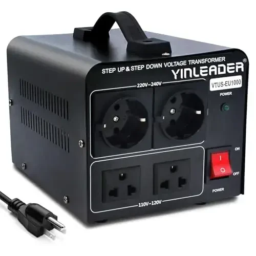 Yinleader 1000W 110V to 220V EU Voltage Converter Transformer Step Up/Down Converter 110/120 Volt - 220/230/240 Volt w/US Power Cord(NO 220V Power Cord) 