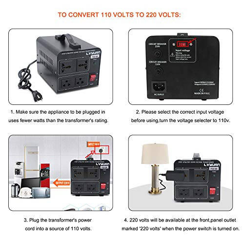 Yinleader 1000W Voltage Converter Transformer(110V to 220V OR 220V to 110V) 1000 Watt Step Up/Down Converter 110/120 Volt - 220/240 Volt w/US Power Cord,Circuit Breaker Protection (VTUS-1000) - 2