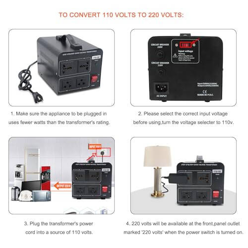 Yinleader 1000W Voltage Converter Transformer(110V to 220V OR 220V to 110V) 1000 Watt Step Up/Down Converter 110/120 Volt - 220/240 Volt w/US Power Cord,Circuit Breaker Protection (VTUS-1000) - 8